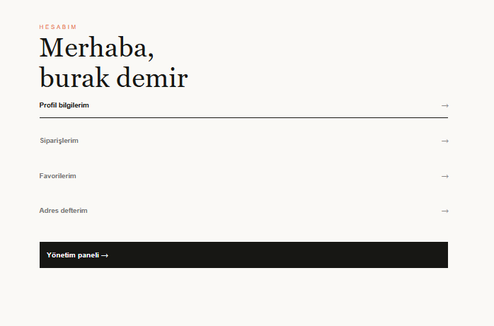 NOVAMEN musteri hesap sayfasi